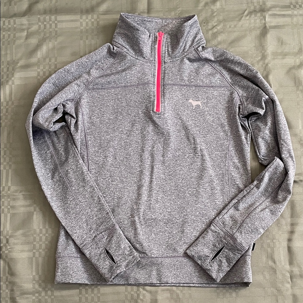 PINK Victoria's Secret Gray Pullover with Black Lettering